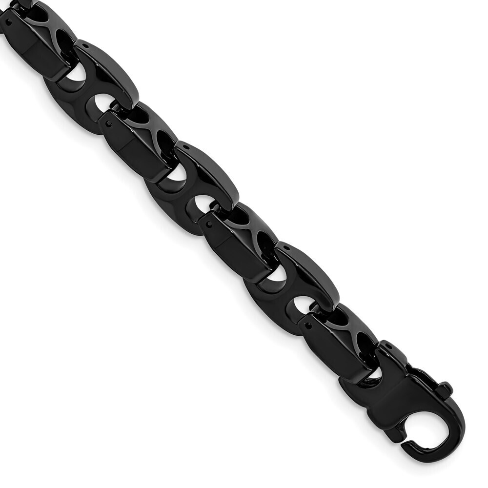 Kazi Luxury Chisel Tungsten Polished Black IP-plated 9 inch Bracelet